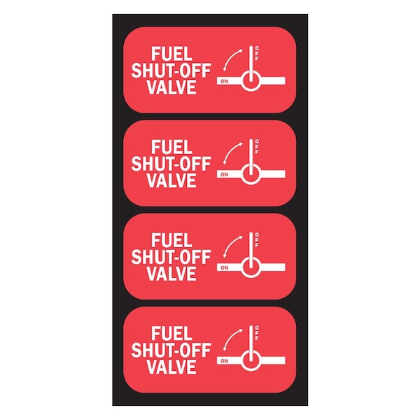 Fuel Shut Off Sticker Small, Fuel Shut Off Sign, for Small Engines, Hvy-Dty, 2''x1'', 20PK